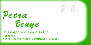 petra benye business card